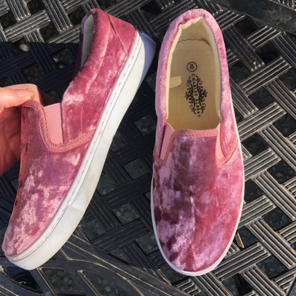 Velvet slip ons